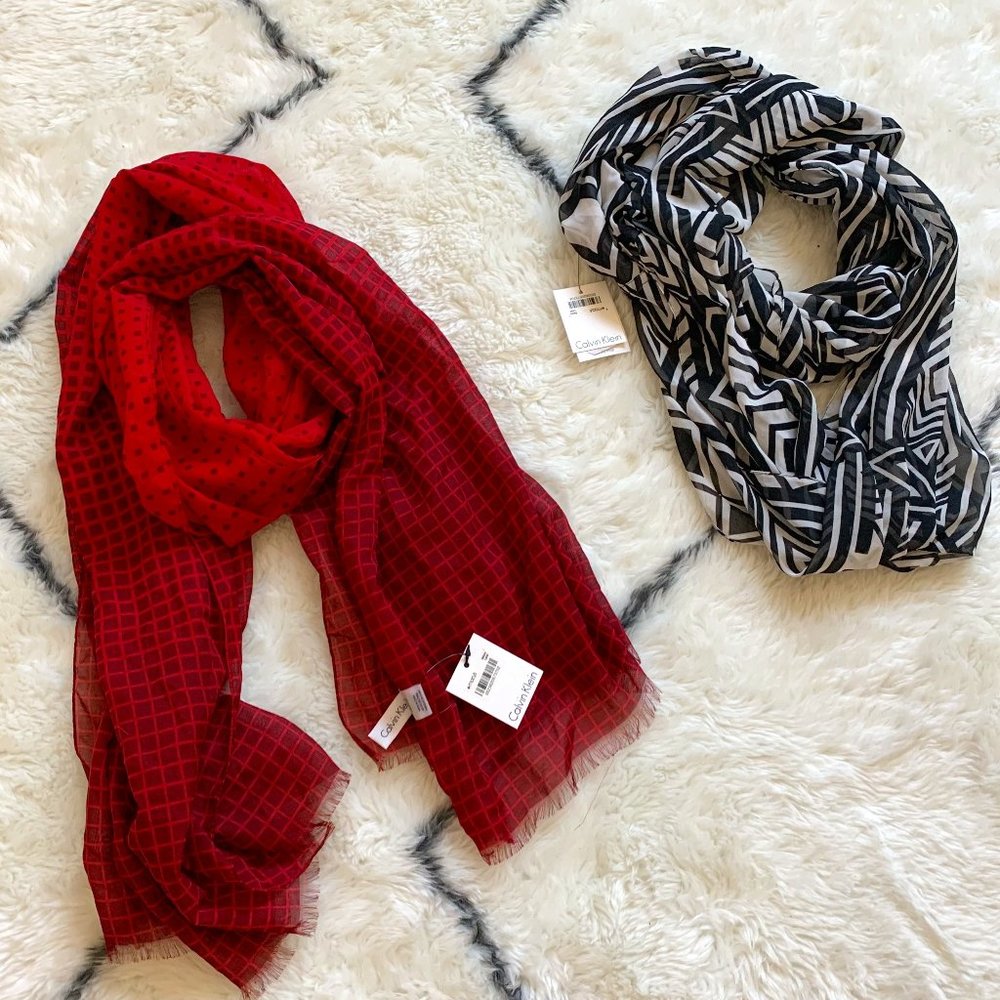 NWT Pair of Calvin Klein Chiffon Scarves